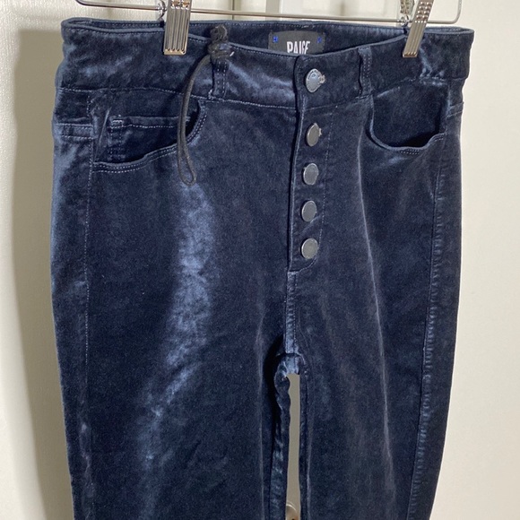 PAIGE | Blue Velvet Cotton/Rayon/Spandex Button-Fly Hoxton Ankle Peg Jeans/Pants - Picture 4 of 15